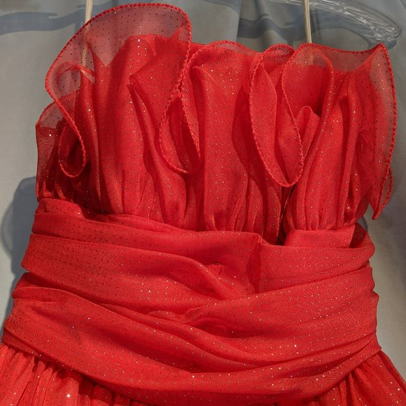 Red Strapless sparkle Prom Dress by Mike Benet Formals small Vintage! EUC! - Picture 3 of 17